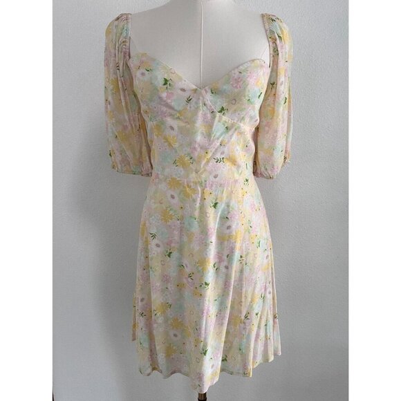 Sophie Rue by Anthropologie Puff Sleeve Mini Floral Dress Cottagecore - Picture 2 of 10